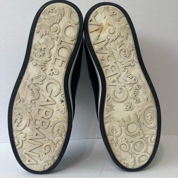 DG Dolce & Gabbana Roma Low Top Sneakers size US 11 Black Leather Milano Crown - Picture 8 of 9